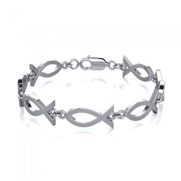 Religious Fish Silver Bracelet TBG143 - Jewelry